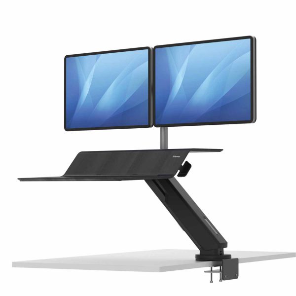 Stanowisko do pracy Sit-Stand Lotus™ RT - czarne na 2 monitory Stanowisko do pracy Sit-Stand Lotus™ RT - czarne na 2 monitory